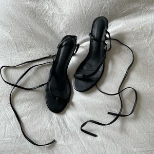 NA-KD black strappy wrap sandals